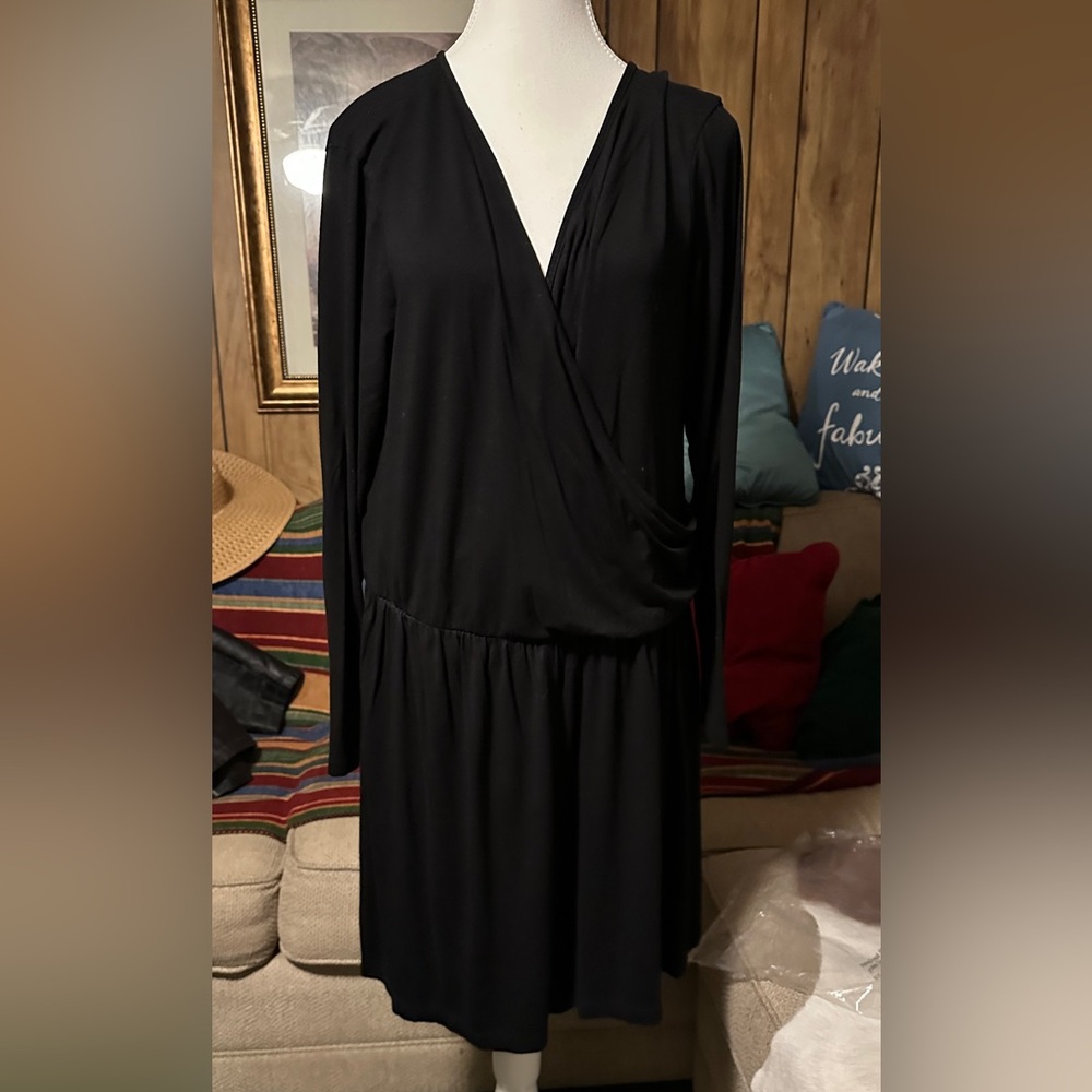 Elegant Black Wrap Front Long Sleeve Shorts Romper, 18